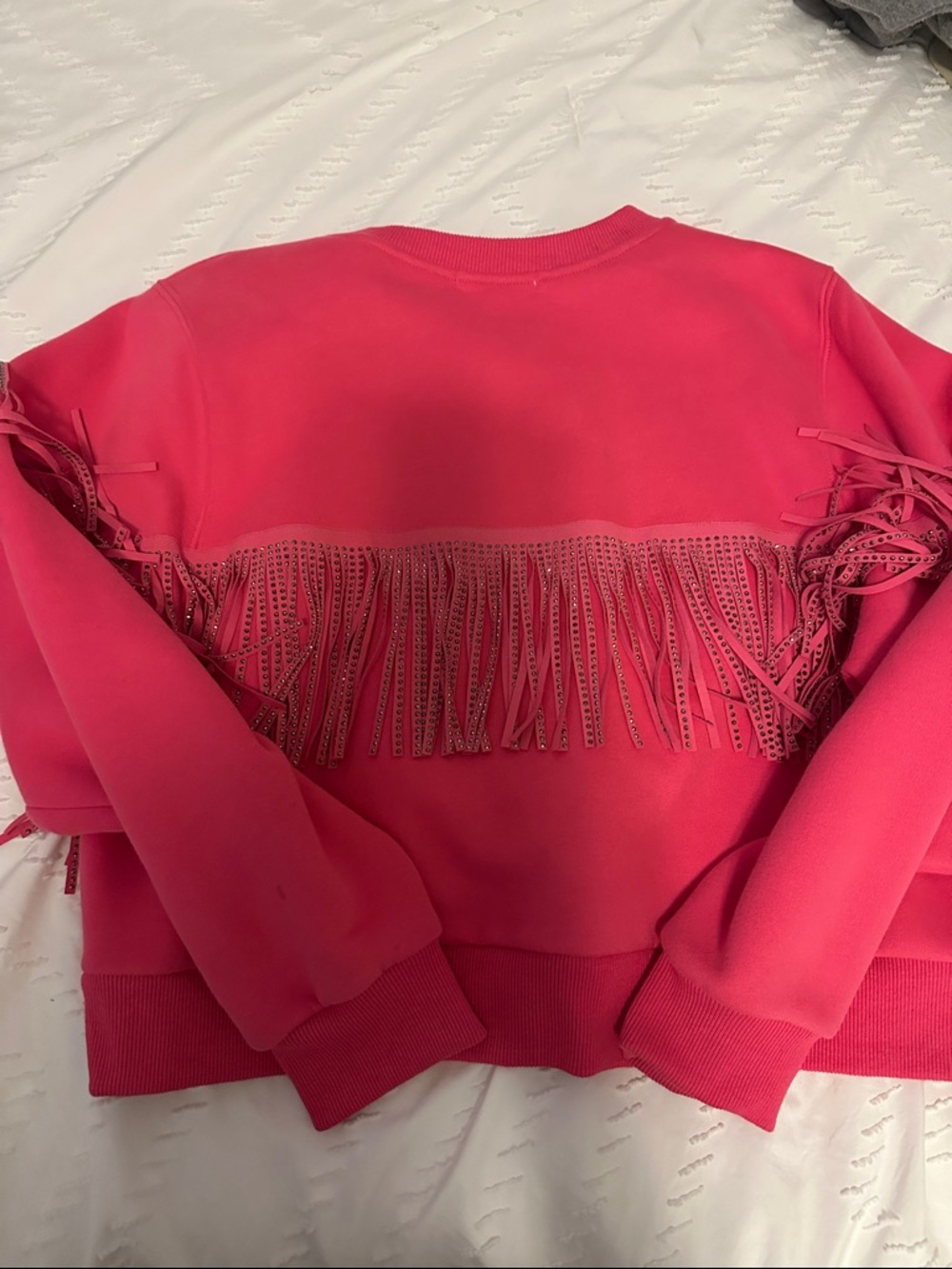 Women's Fringe Crewneck Sweatshirt - Hot Pink